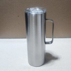 20 Oz Skinny Tumbler , Stainless Steel Insulated with Handle and Lid | Silver